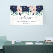 Nautische Blume Willkommen in Navy Blue und Blush Banner (Messeveranstaltung)