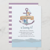 Nautische Blumenanker Geburtstagsfeier Einladung (Vorne/Hinten)