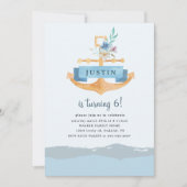 Nautische Blumenanker Geburtstagsfeier Einladung (Vorderseite)