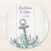 Nautische Blumenanker Runder Pappuntersetzer (Vorderseite)