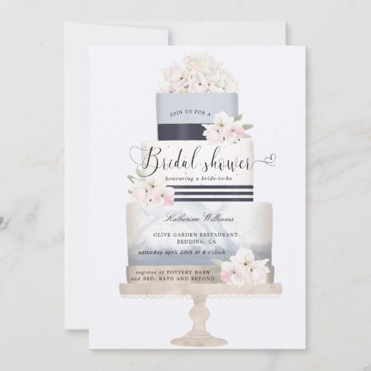 Nautische Blütenkuchen-Brautparty (Vorderseite)