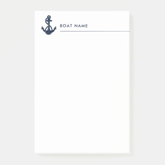 Nautische Bootname Ankerbootbenutzerdefiniert Post-it Klebezettel (Vorderseite)