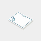 Nautische Botschaft in einem Flaschenhauschen Blau Post-it Klebezettel (angewinkelt)