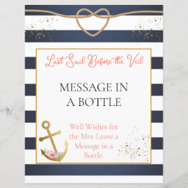 Nautische Brautparty-Meldung in einem Flaschenzeic