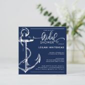 Nautische Brautparty Weißer Anker Marine Einladung (Stehend Vorderseite)
