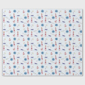 Nautische Collage Geschenkpapier (Flach)