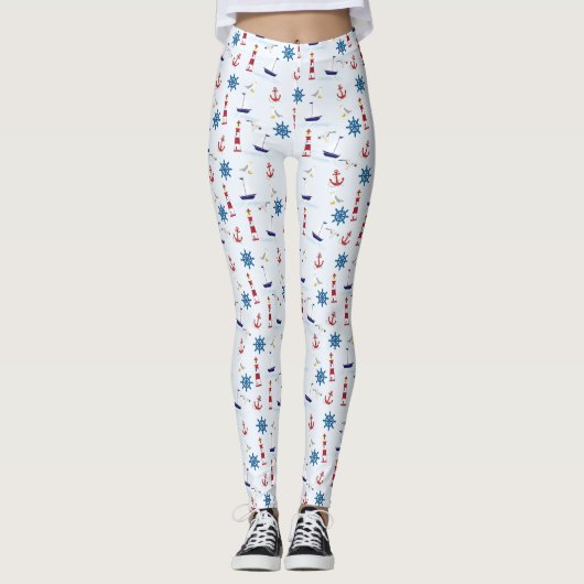 Nautische Collage Leggings (Vorderseite)