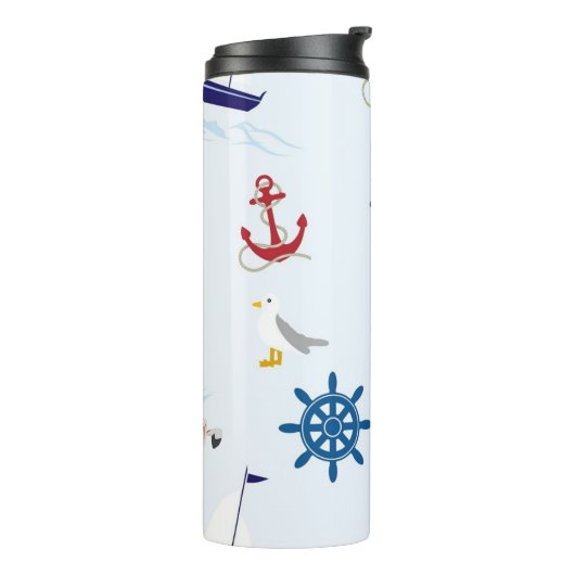 Nautische Collage Thermosbecher (Nach links gedreht)