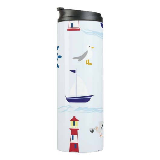 Nautische Collage Thermosbecher (Nach rechts gedreht)