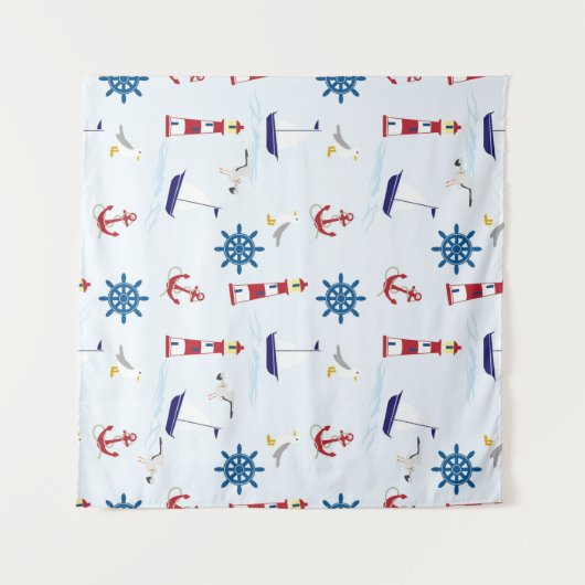 Nautische Collage Wandteppich (Vorderseite (Horizontal))