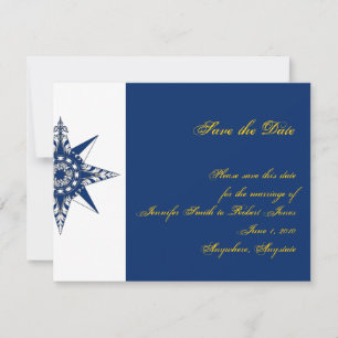 Nautische Compass Rose Navy Yellow Save the Date