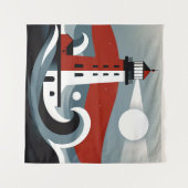 Nautische Dämmerung in den modernistischen Wellen Wandteppich (Vorderseite (Horizontal))