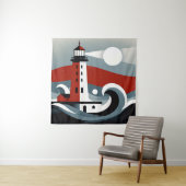 Nautische Dämmerung in den modernistischen Wellen Wandteppich (Beispiel)