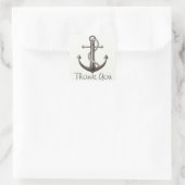 Nautische Danke-Schiffsanker-Strandhochzeit Quadratischer Aufkleber (Tasche)