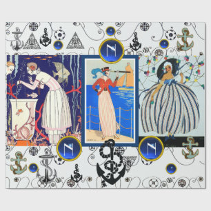 NAUTISCHE DEKO SCHÖNHEIT MODE BLAUER EDDELSTEIN MO GESCHENKPAPIER