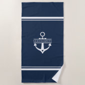 Nautische Dekoration Boat Anchor Navy Personalisie Strandtuch (Vorderseite)