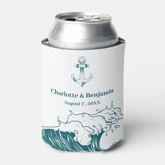 Nautische Destination für Hochzeit am Strand Dosenkühler (Kanne Vorderseite)