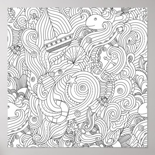 Nautische Doodle 2 Poster (Vorne)