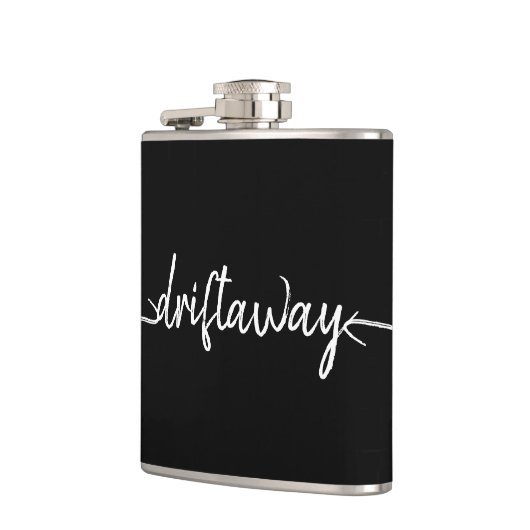 nautische DRIFT AWAY-Schrift Flachmann (Links)