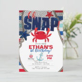 Nautische Einladung, Einladung von Crab zum Geburt (Stehend Vorderseite)