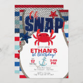 Nautische Einladung, Einladung von Crab zum Geburt (Vorne/Hinten)