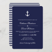 Nautische Einladungen zu Hochzeiten mit Marinestre (Vorne/Hinten)