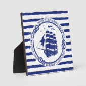 Nautische Emblem mit Segelschiff Fotoplatte (Vorderseite)