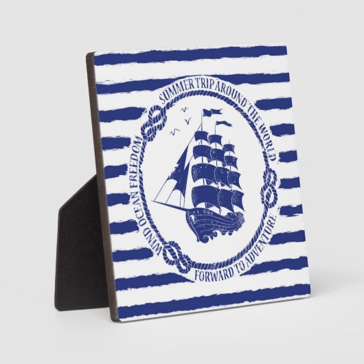 Nautische Emblem mit Segelschiff Fotoplatte (Vorderseite)