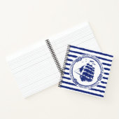 Nautische Emblem mit Segelschiff Notizblock (Innenseite)