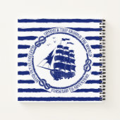 Nautische Emblem mit Segelschiff Notizblock (Rückseite)