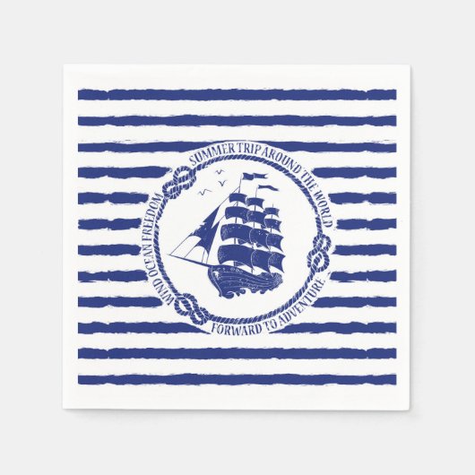 Nautische Emblem mit Segelschiff Serviette (Vorderseite)