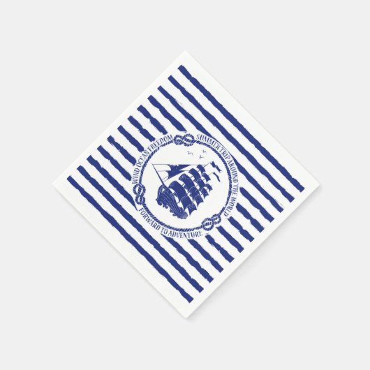 Nautische Emblem mit Segelschiff Serviette (Ecke)