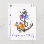 Nautische Engagement Partei Blumenanker Hochzeit Postkarte (Vorne/Hinten)