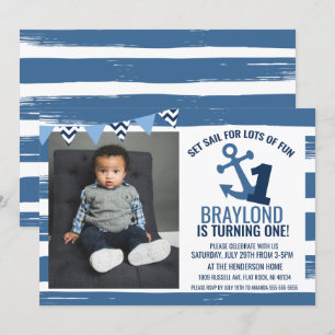 Nautische erste Geburtstagseinladung Einladung