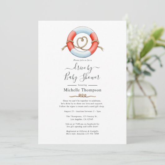 Nautische Fahrt mit Bridal- oder Babydusche Einladung (Stehend Vorderseite)