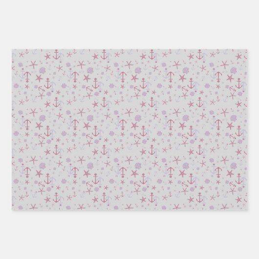 Nautische Fantasie - Grau Geschenkpapier Set (Vorderseite 3)