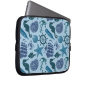 Nautische Farbtöne des Blauen Musters Laptopschutzhülle (Vorne Rechts)