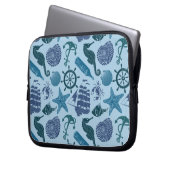 Nautische Farbtöne des Blauen Musters Laptopschutzhülle (Vorderseite Links)