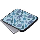 Nautische Farbtöne des Blauen Musters Laptopschutzhülle (Vorne Knopf)