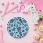 Nautische Farbtöne des blauen Musters Pappteller (Party)