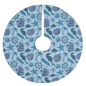 Nautische Farbtöne des Blauen Musters Polyester Weihnachtsbaumdecke (Vorderseite)