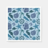 Nautische Farbtöne des blauen Musters Serviette (Vorderseite)