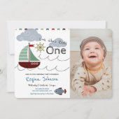 Nautische Fischerei Party 1. Geburtstag Einladung (Vorderseite)