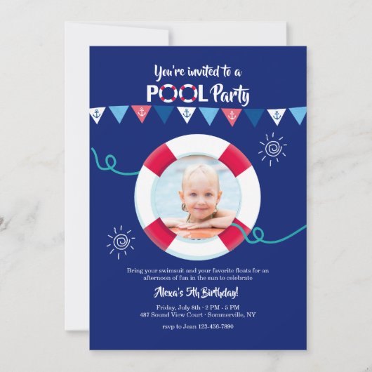 Nautische Flaggen mit dem Foto zur Erhaltung des L Einladung (Vorderseite)