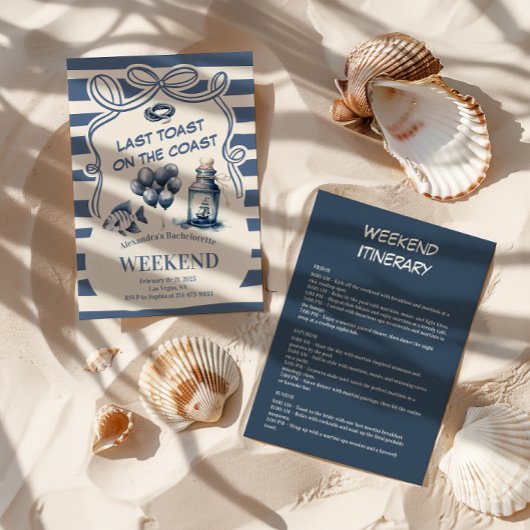 Nautische Flasche und Balloons Küstenbachelorette Einladung