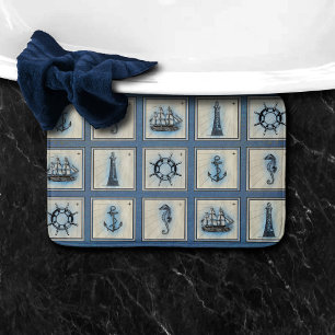 Nautische Fliesen Blue Lighthouse Anchor Ship Wh Badematte