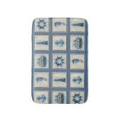 Nautische Fliesen | Blue Lighthouse Anchor Ship Wh Badematte (Vorderseite Vertikal)