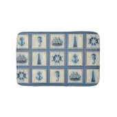 Nautische Fliesen | Blue Lighthouse Anchor Ship Wh Badematte (Vorderseite)