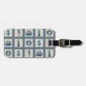 Nautische Fliesen | Blue Lighthouse Anchor Ship Wh Gepäckanhänger (Vorderseite horizontal)