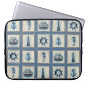 Nautische Fliesen | Blue Lighthouse Anchor Ship Wh Laptopschutzhülle (Vorderseite)